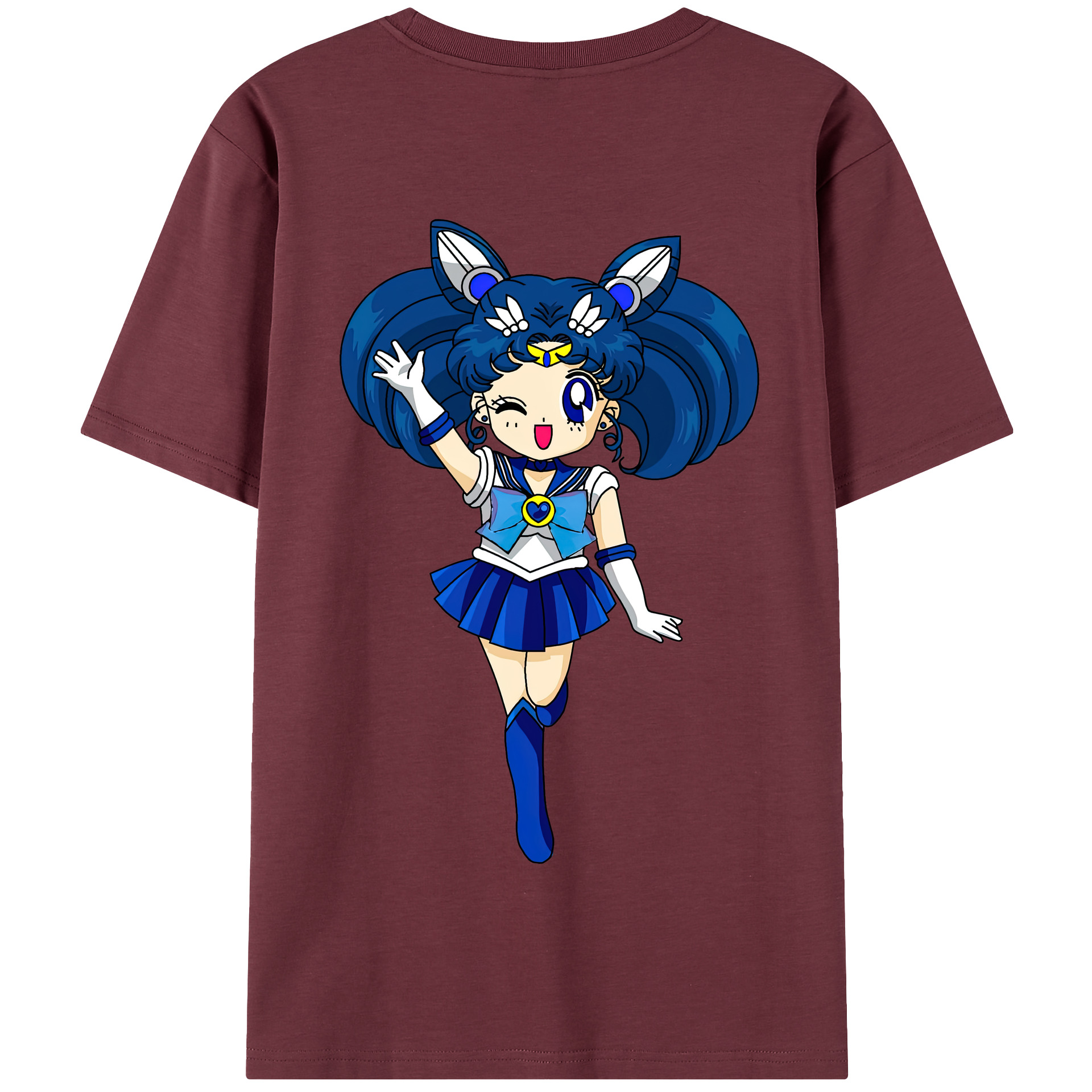 （画像用） 美少女戦士セーラームーン 水野 亜美 みずの あみ Sailor Moon Mizuno Ami 綿100％半袖Tシャツ（背面プリント）